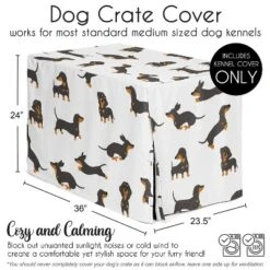 Sweet Jojo Designs Boy, Girl, Unisex/Gender Neutral Dog Crate Kennel Cover 36in. Dachshund Cartoon Puppy Black And Tan -Kids House GUEST ee8ccdc1 8142 4da5 868d 6f3b6a159ab4