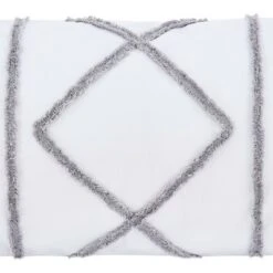 Sweet Jojo Designs Fabric Ottoman Pouf Cover Unstuffed Boho Fringe White And Grey - Insert Not Included -Kids House GUEST eecebbaa b6a2 44ea bc11 ad84f1fa1c1a