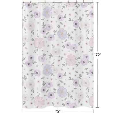 Sweet Jojo Designs Shower Curtain 72in.x72in. Watercolor Floral Purple, Pink And Grey 6 Sweet Jojo Designs Shower Curtain 72in.x72in. Watercolor Floral Purple, Pink And Grey - Image 4