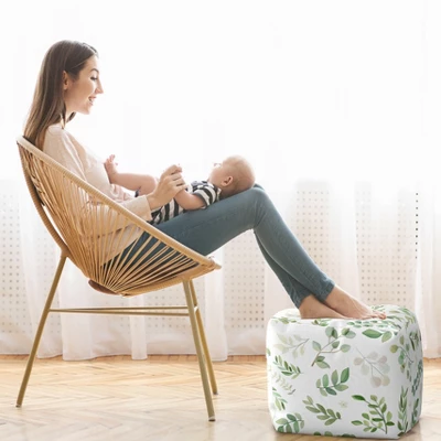 Sweet Jojo Designs Boy Girl Gender Neutral Unstuffed Fabric Ottoman Pouf Cover Decorative Storage Botanical Leaf Green And White Insert Not Included 4 Sweet Jojo Designs Boy Girl Gender Neutral Unstuffed Fabric Ottoman Pouf Cover Decorative Storage Botanical Leaf Green And White Insert Not Included - Image 2