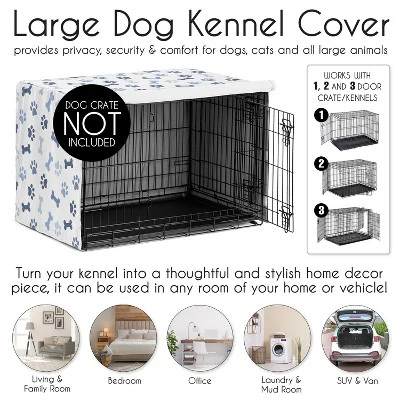 Sweet Jojo Designs Dog Crate Kennel Cover 48in. Paw And Bone Navy Blue And White 5 Sweet Jojo Designs Dog Crate Kennel Cover 48in. Paw And Bone Navy Blue And White - Image 3