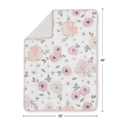Sweet Jojo Designs Girl Toddler Weighted Blanket 5lbs. For Kids Watercolor Floral Pink And Grey -Kids House GUEST f227a297 7807 4955 84d3 7614d3c5d241
