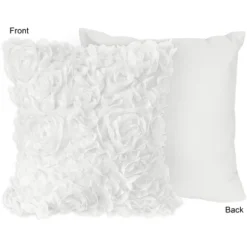 Sweet Jojo Designs Decorative Throw Pillow Covers 18in. (Pillow Inserts Not Included) Rose White 2 Pc -Kids House GUEST f2cc58c2 f3f4 4ee4 b6bb 42df63625956