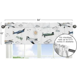 Sweet Jojo Designs Boy Window Valance Treatment 54in. Vintage Airplane Green Blue And Yellow -Kids House GUEST f34601cf d9bd 4f3d ae59 008895ddc099