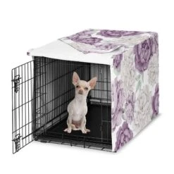 Sweet Jojo Designs Girl Dog Crate Kennel Cover 24in. Peony Floral Garden Purple Ivory And Green -Kids House GUEST f353a9ca 7209 46e1 9711 09b6ff9d0dd2