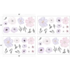 Sweet Jojo Designs Girl Wall Decal Stickers Art Nursery Décor Watercolor Floral Purple Pink And Grey 4pc -Kids House GUEST f3bd6472 f111 44bd 81e3 0eb4daf05b78