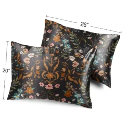Sweet Jojo Designs Decorative Satin Pillowcases Boho Floral Wildflower Black And Orange 2pc -Kids House GUEST f406b53b 8bc2 4469 b3c5 e9b2b16136c2