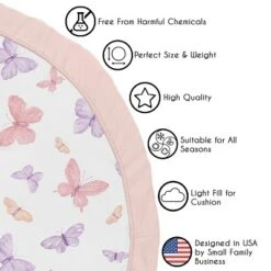 Sweet Jojo Designs Girl Baby Tummy Time Playmat Butterfly Blush Pink And Purple -Kids House GUEST f45a9892 8e2a 4618 9df7 dcabd8de24e4