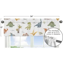 Sweet Jojo Designs Window Valance Treatment 54in. Watercolor Dinosaur Dino Multicolor -Kids House GUEST f5322f28 e5bf 438e 954f 074b58f997ff