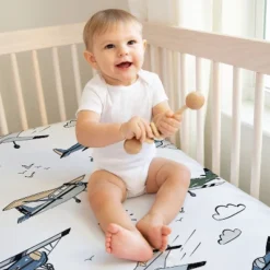 Sweet Jojo Designs Boy Fitted Crib Sheets Set Airplane Green And Blue 2pc -Kids House GUEST f724349c d345 4531 aade 4cf8cde6b076