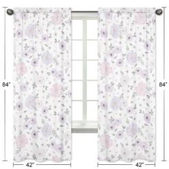 2pc Sweet Jojo Designs Watercolor Floral Window Panels Lavender/Gray -Kids House GUEST f726ad7e 30ac 4617 b23c f09044c8c54b