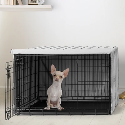 Sweet Jojo Designs Dog Crate Kennel Cover 24in. Stripe White And Grey 3 Sweet Jojo Designs Dog Crate Kennel Cover 24in. Stripe White And Grey