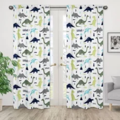 Sweet Jojo Designs Window Panels - Blue & Green Mod Dino - 2pk