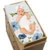 Sweet Jojo Designs Girl Changing Pad Cover Watercolor Floral Blue Pink And White -Kids House GUEST f9174bb0 3d26 46f8 bedb 362d52726948