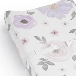 Sweet Jojo Designs Girl Changing Pad Sheet Watercolor Floral Purple Pink And Grey -Kids House GUEST fa2a3389 693b 4637 9f9b dcbdfc4b0edf