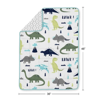 Sweet Jojo Designs Boy Toddler Weighted Blanket 5lbs. For Kids Mod Dinosaur Blue And Green 5 Sweet Jojo Designs Boy Toddler Weighted Blanket 5lbs. For Kids Mod Dinosaur Blue And Green - Image 3