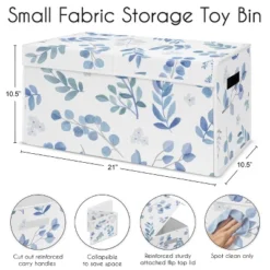 Sweet Jojo Designs Fabric Storage Toy Bin Botanical Blue And White Leaves -Kids House GUEST fec6efc7 d064 4933 98d8 1233db329ba0